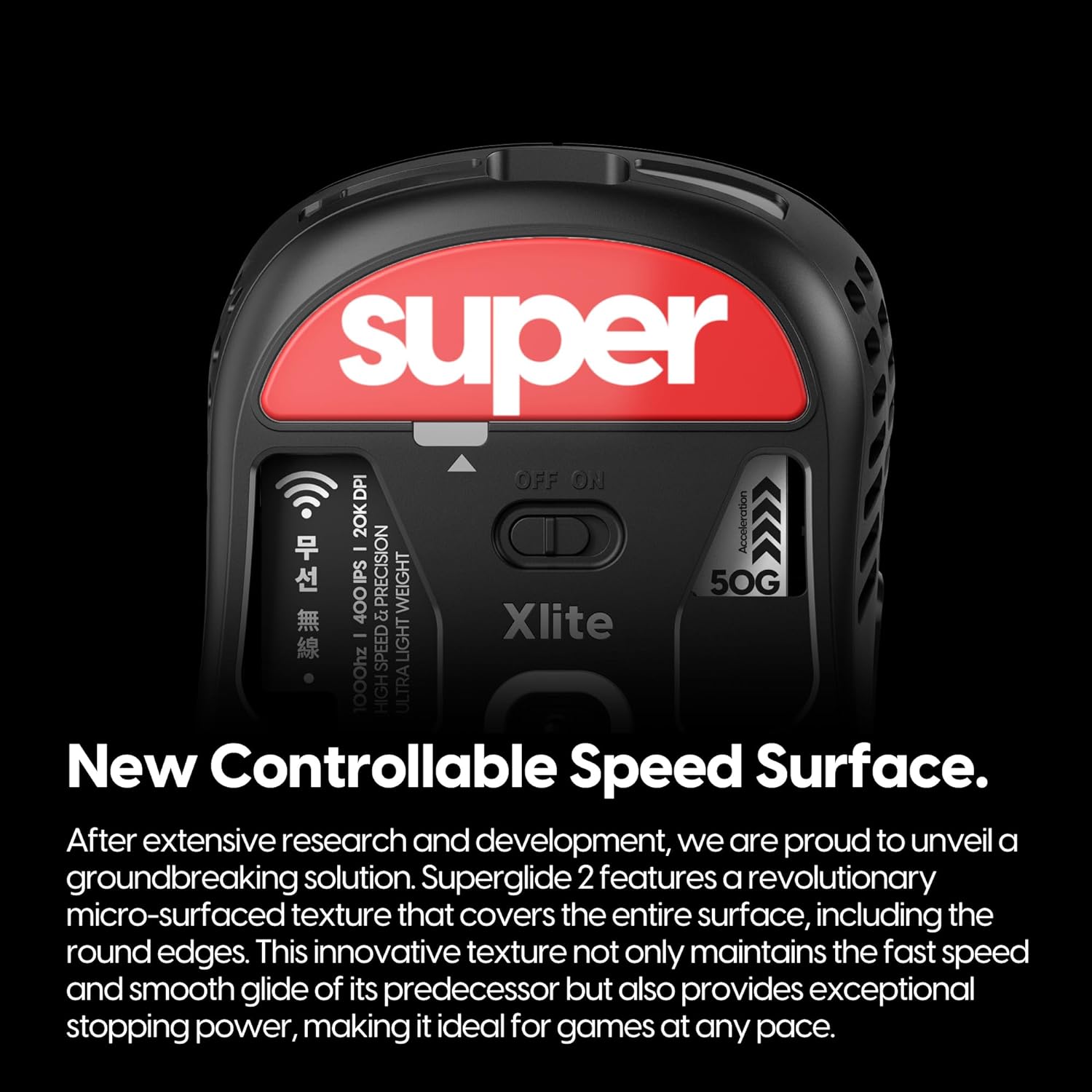A large marketing image providing additional information about the product Pulsar Superglide 2 Mouse Skate for Pulsar Xlite Wireless - Red - Additional alt info not provided