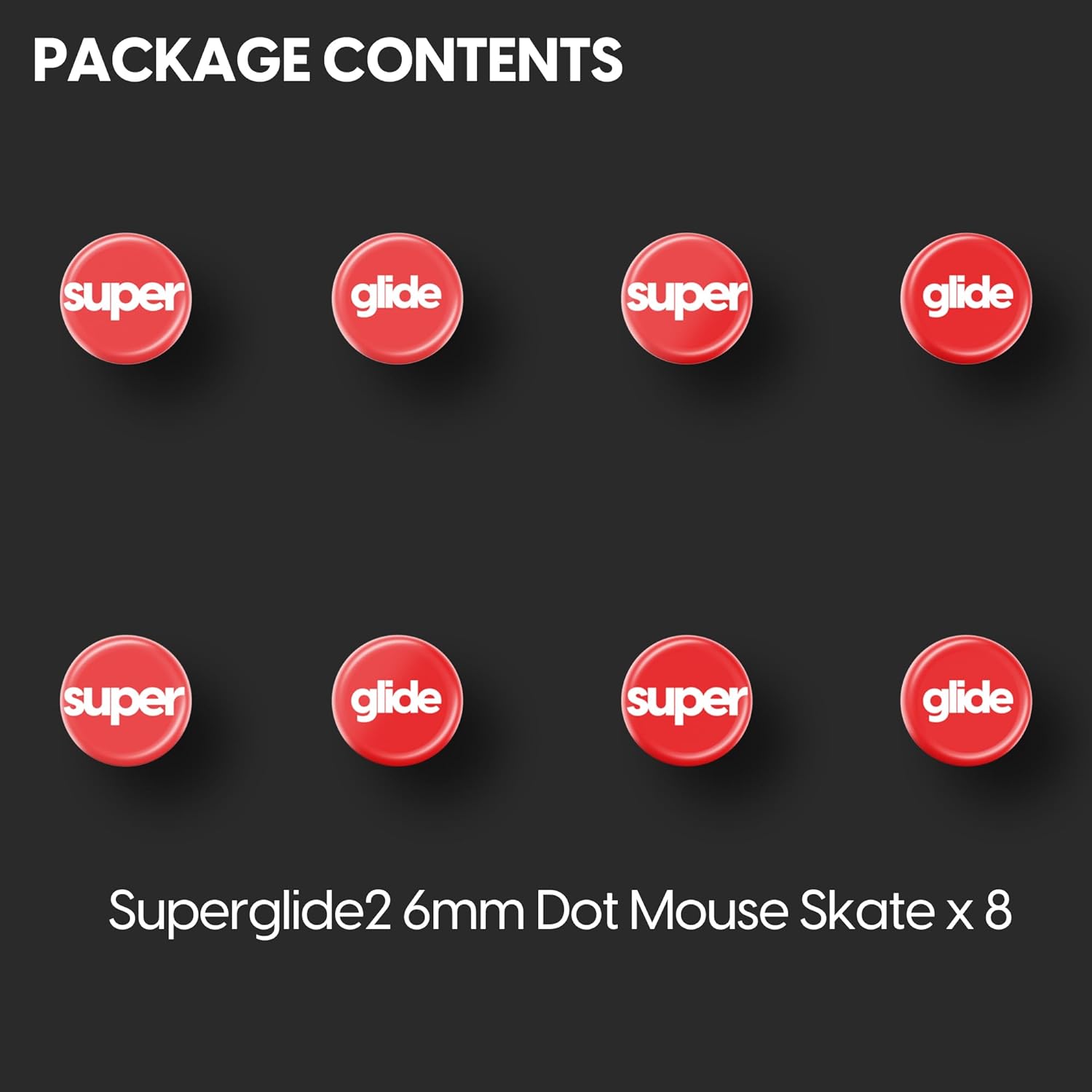 A large marketing image providing additional information about the product Pulsar Superglide 2 Dot Skates for Universal 6mm x 8 - Red - Additional alt info not provided