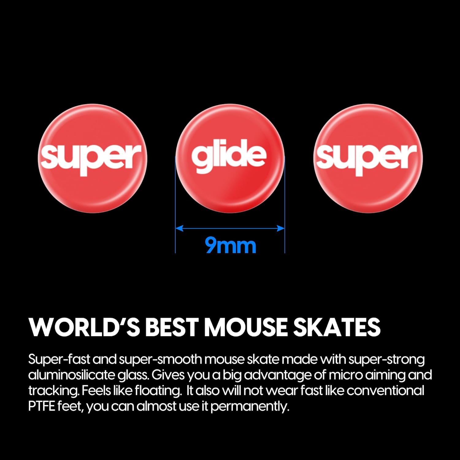 A large marketing image providing additional information about the product Pulsar Superglide 2 Dot Skates for Universal 9mm x 6 - Red - Additional alt info not provided