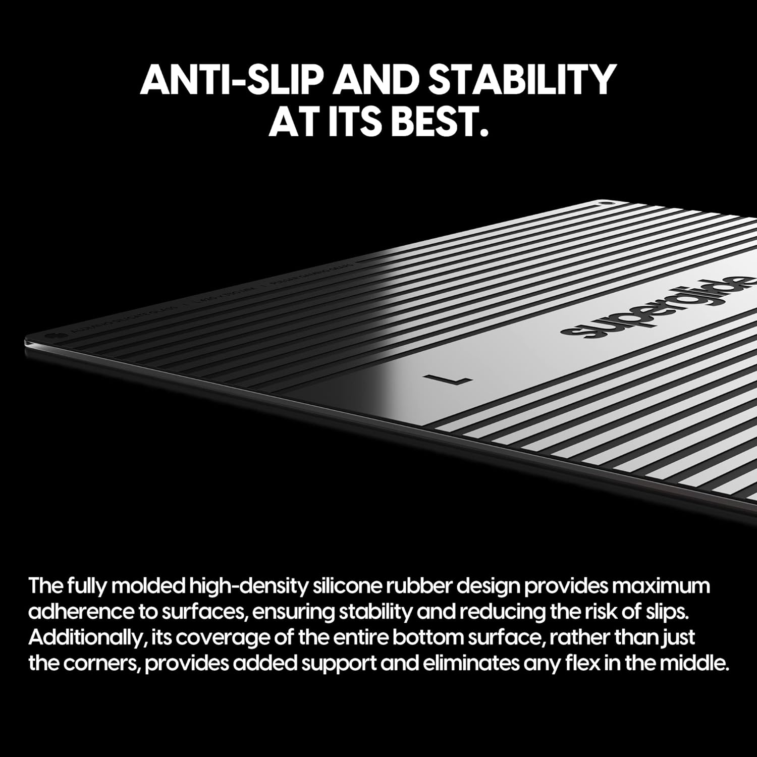A large marketing image providing additional information about the product Pulsar Superglide Pad L - Black - Additional alt info not provided