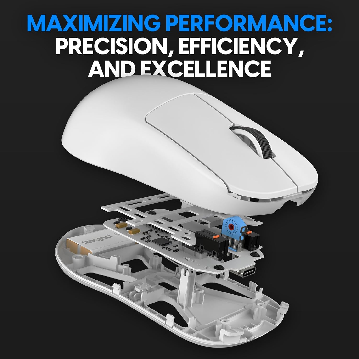 A large marketing image providing additional information about the product Pulsar X2H Wireless Gaming Mouse - White - Additional alt info not provided