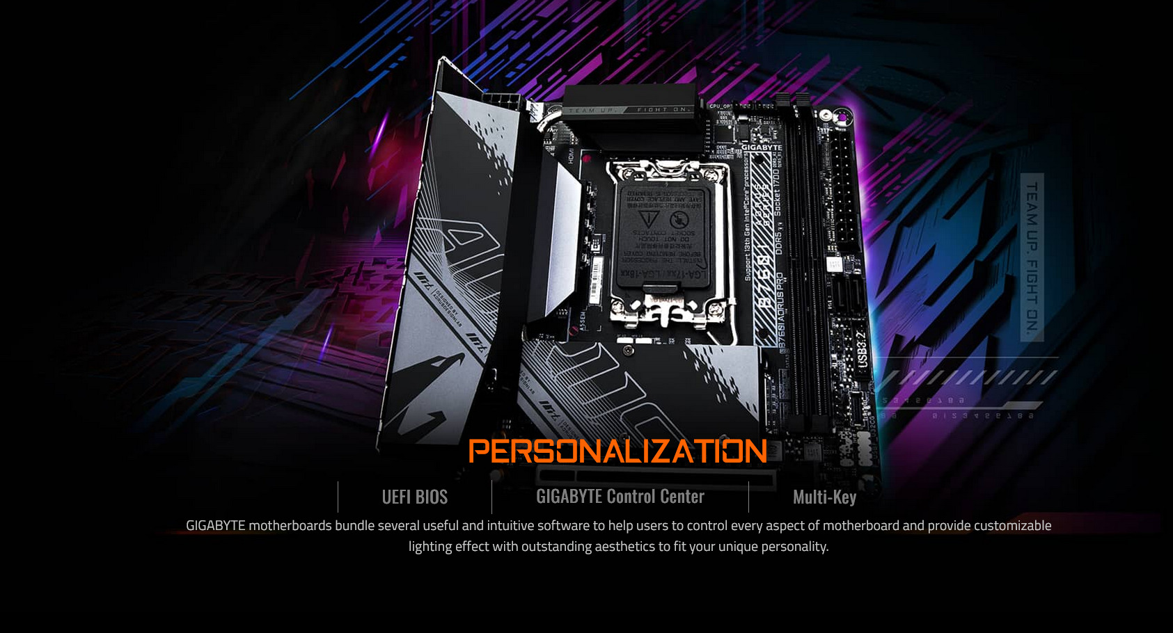 A large marketing image providing additional information about the product Gigabyte B760I Aorus Pro LGA1700 mITX Desktop Motherboard - Additional alt info not provided