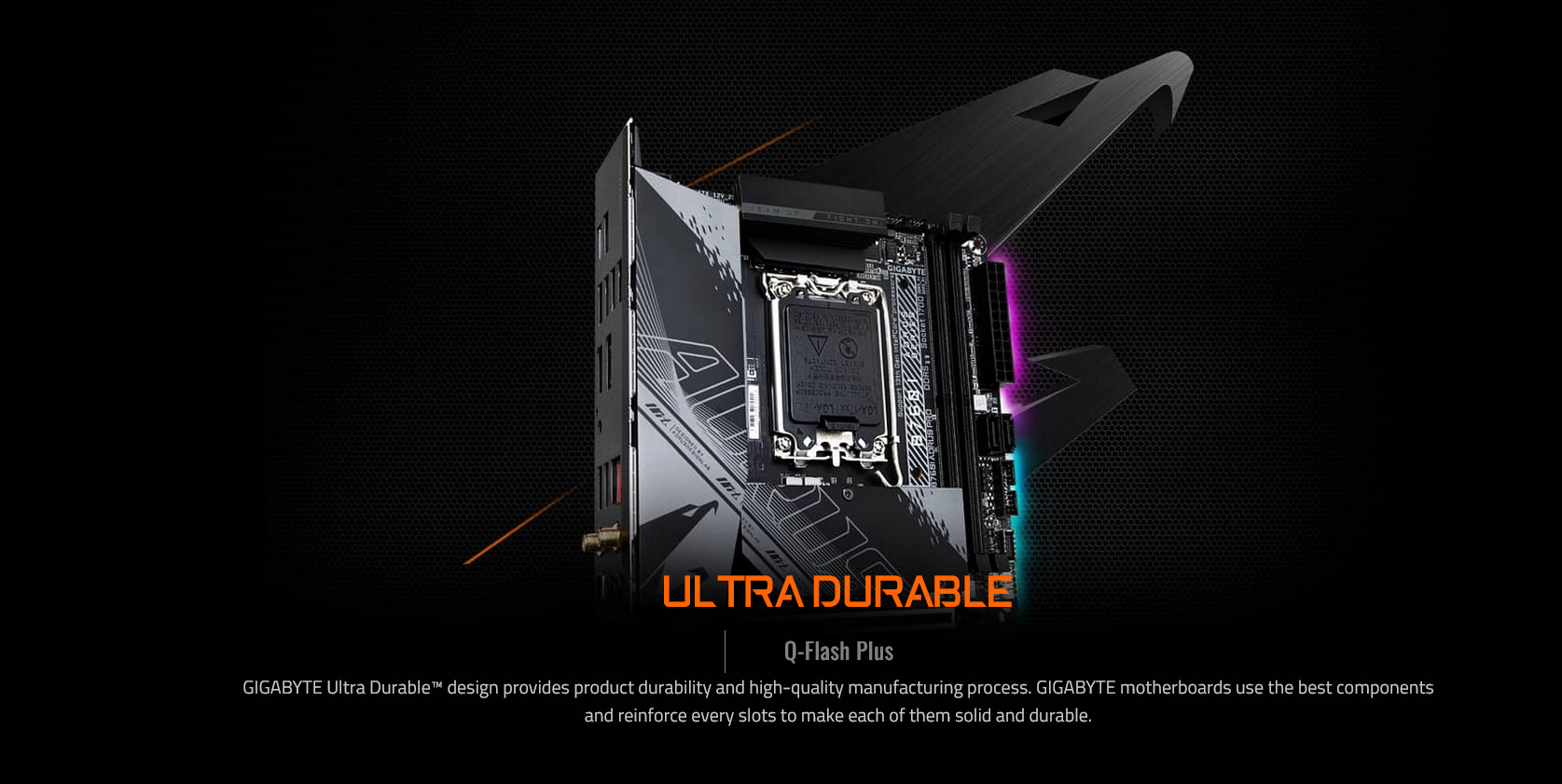A large marketing image providing additional information about the product Gigabyte B760I Aorus Pro LGA1700 mITX Desktop Motherboard - Additional alt info not provided