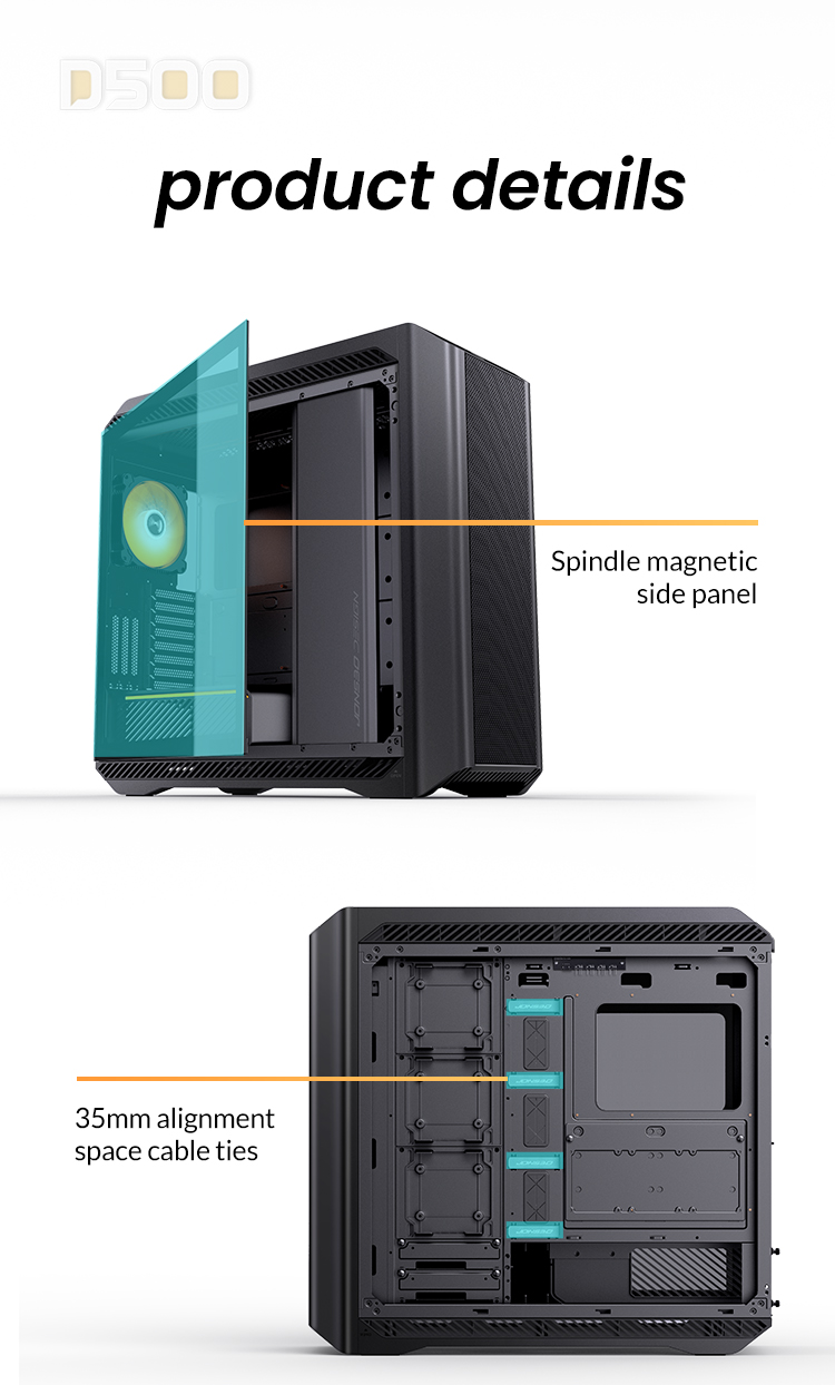 A large marketing image providing additional information about the product Jonsbo D500 Full Tower Case - Black - Additional alt info not provided