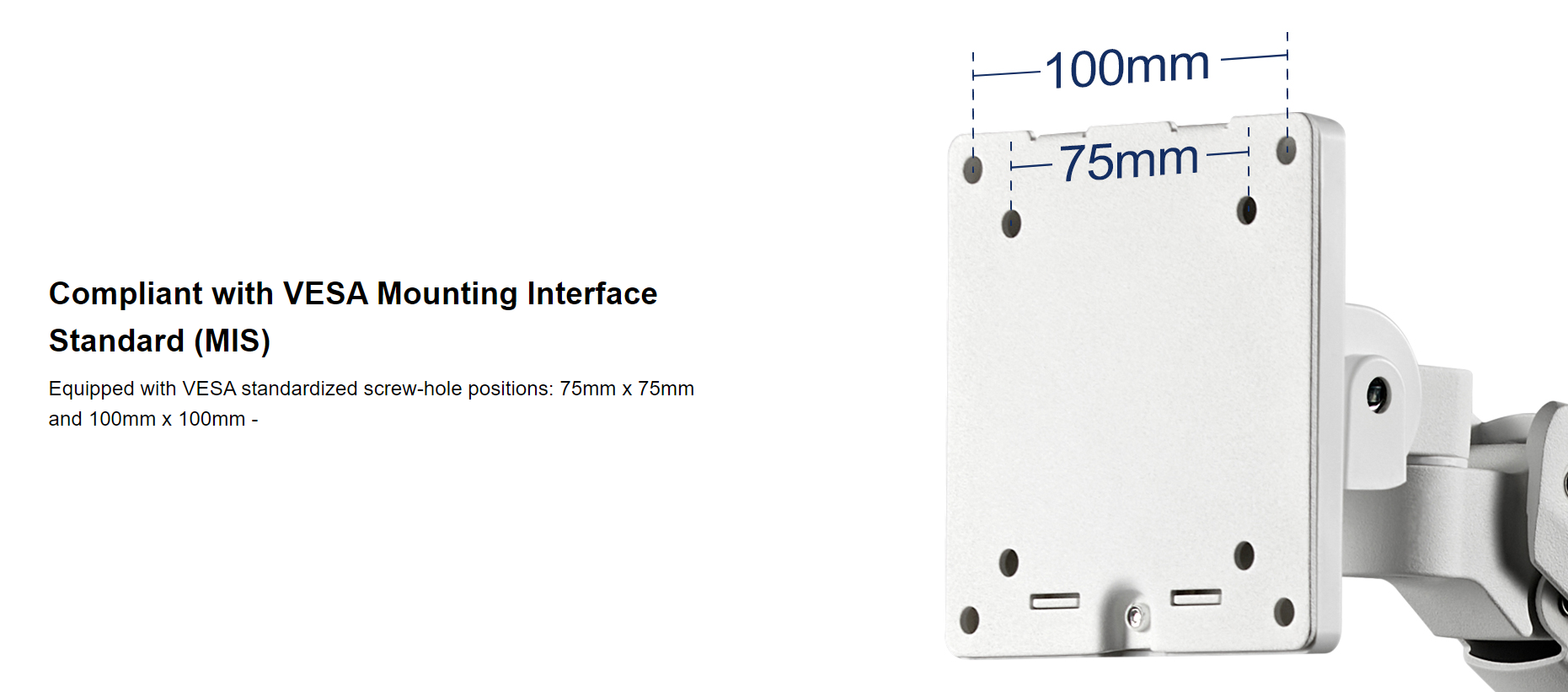 A large marketing image providing additional information about the product SilverStone ARM14 Single Monitor Arm - Black - Additional alt info not provided