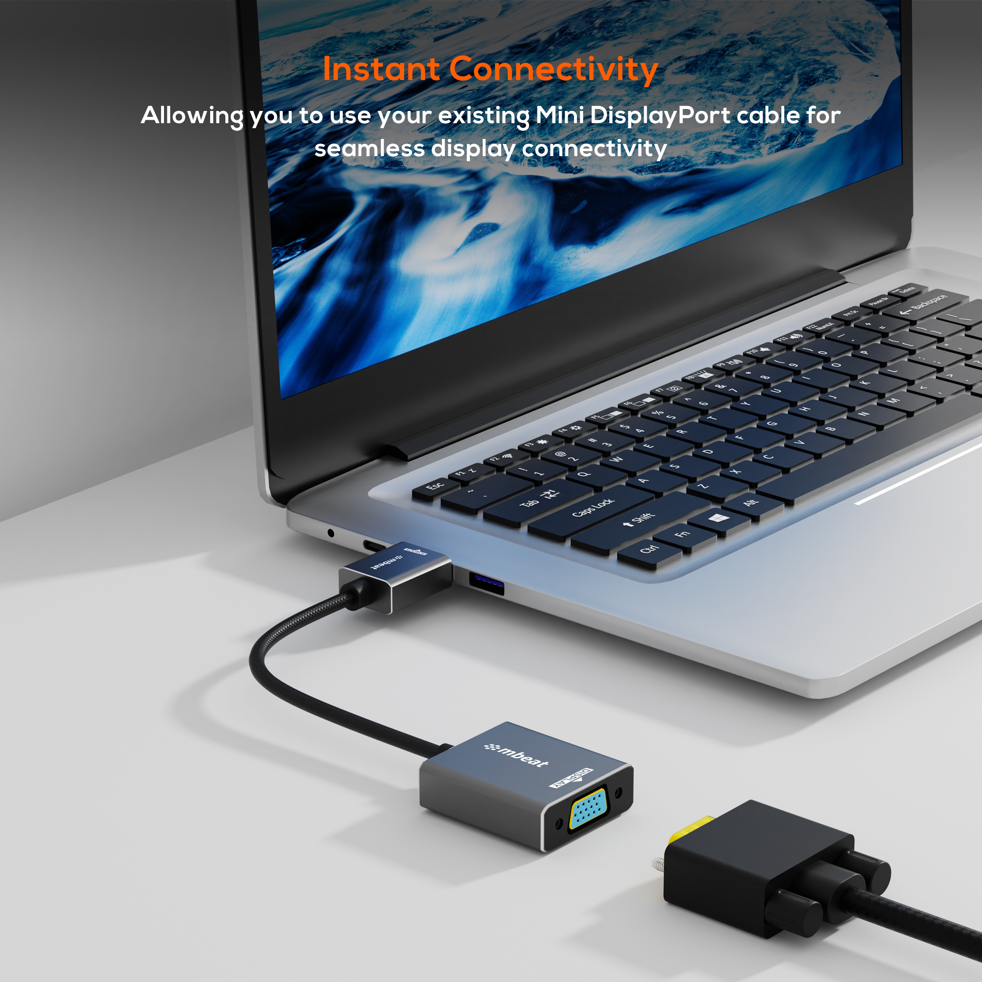A large marketing image providing additional information about the product mbeat Tough Link HDMI to VGA Adapter - Additional alt info not provided