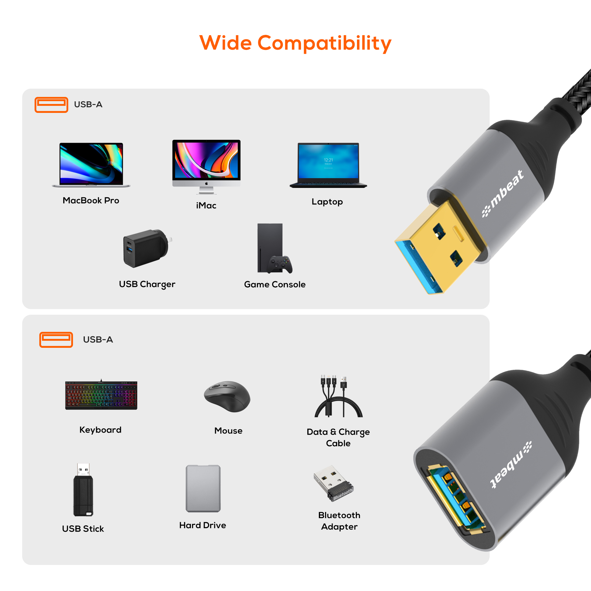 A large marketing image providing additional information about the product mbeat Tough Link USB 3.0 to USB 3.0 Extension Cable - 1.8m - Additional alt info not provided