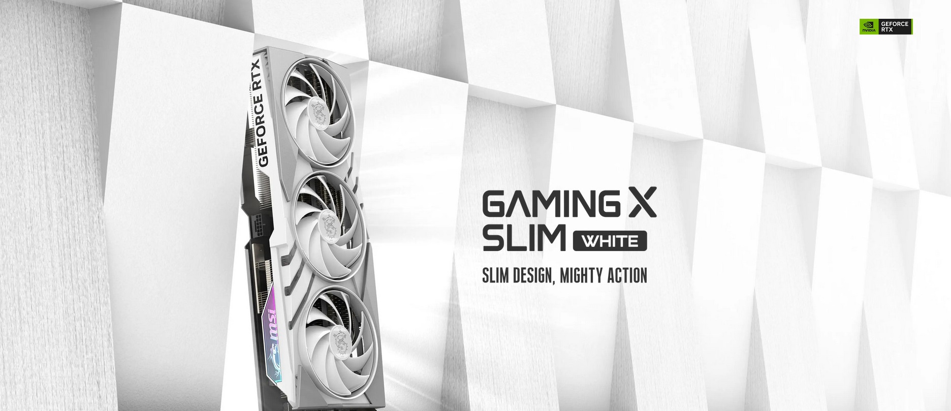 A large marketing image providing additional information about the product MSI GeForce RTX 4070 Ti SUPER Gaming X Slim 16GB GDDR6X - White - Additional alt info not provided