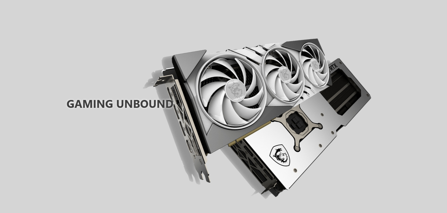 A large marketing image providing additional information about the product MSI GeForce RTX 4070 Ti SUPER Gaming X Slim 16GB GDDR6X - White - Additional alt info not provided