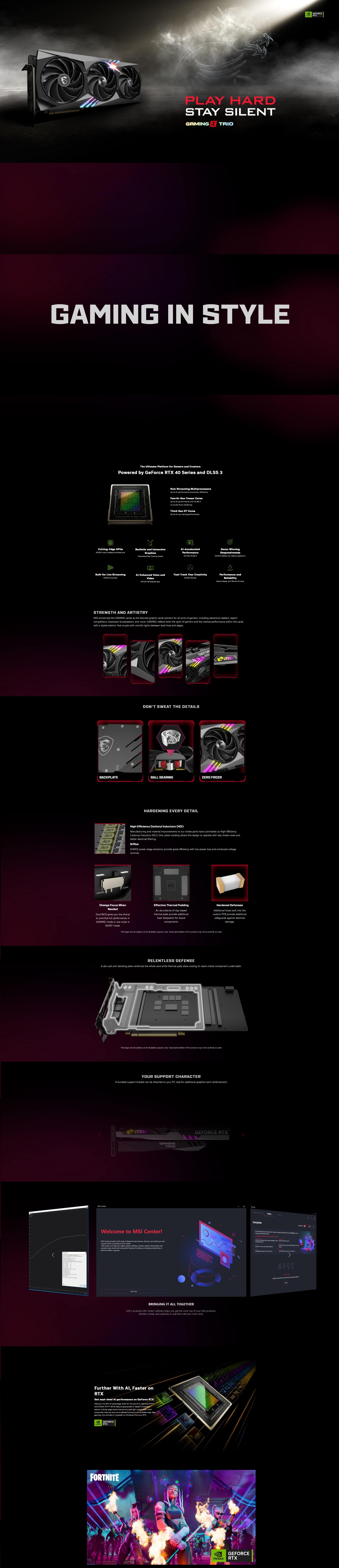 A large marketing image providing additional information about the product MSI GeForce RTX 4080 SUPER Gaming X Trio 16GB GDDR6X - Additional alt info not provided