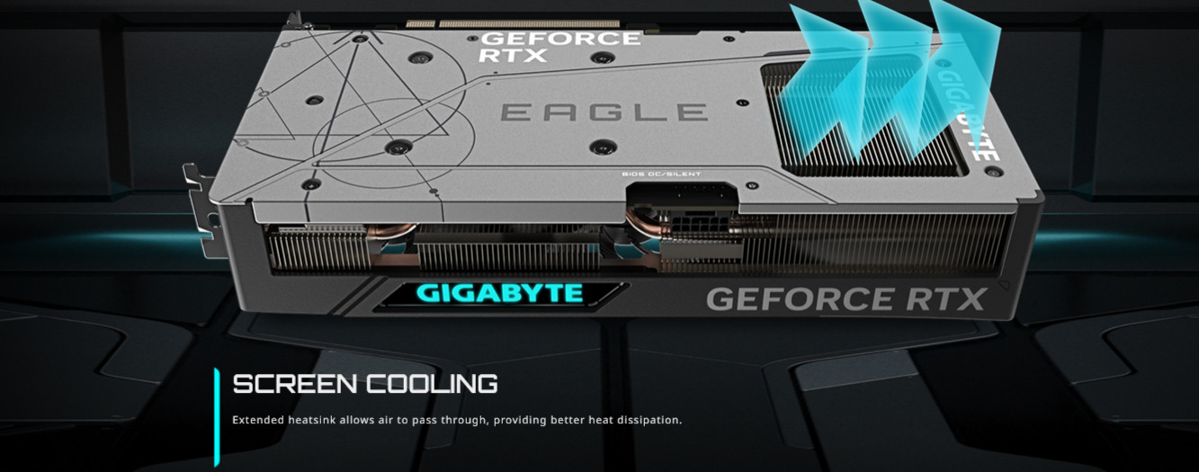 A large marketing image providing additional information about the product Gigabyte GeForce RTX 4070 SUPER Eagle OC 12GB GDDR6X  - Additional alt info not provided