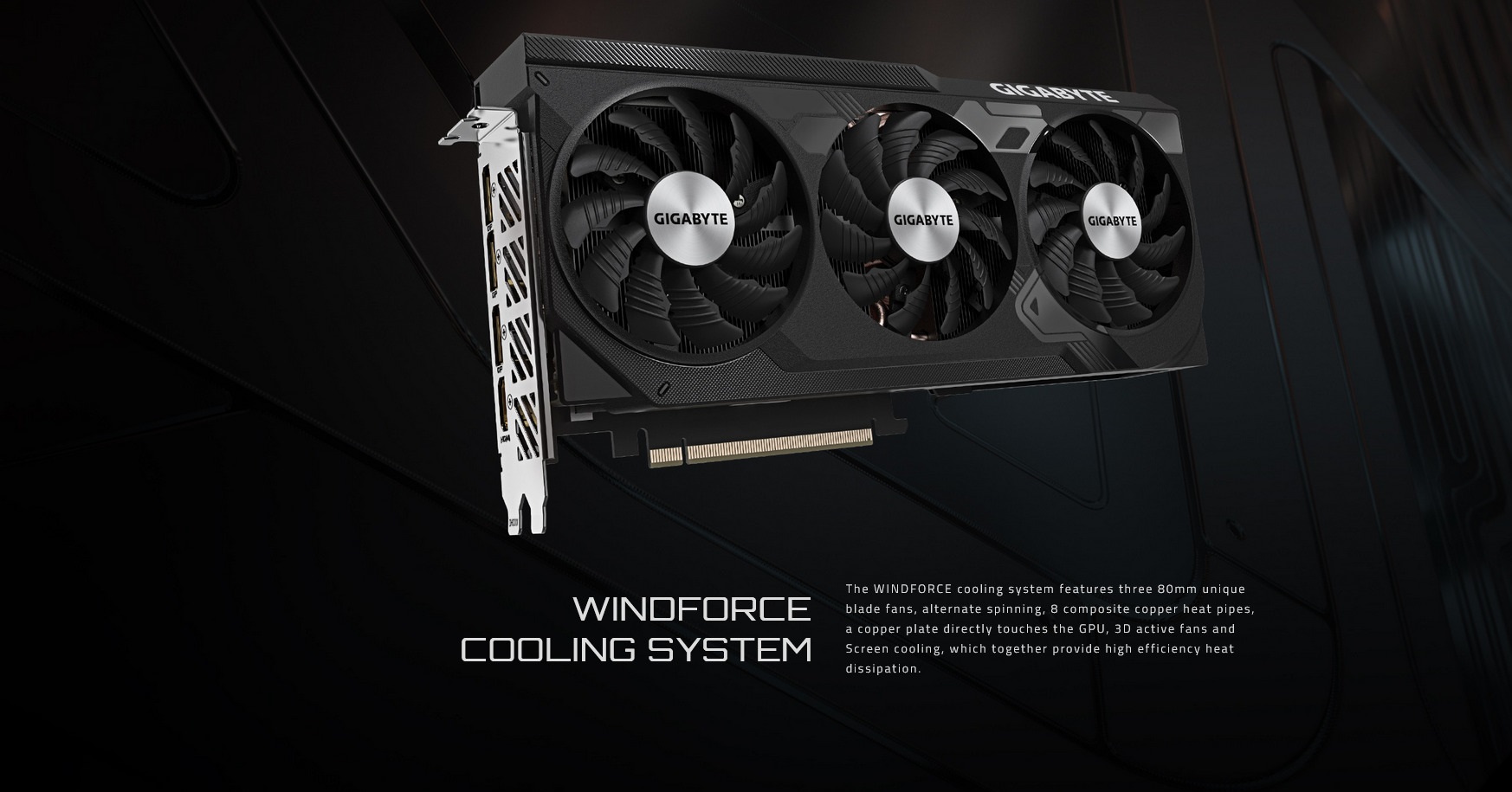A large marketing image providing additional information about the product Gigabyte GeForce RTX 4070 Ti SUPER Windforce OC 16GB GDDR6X  - Additional alt info not provided