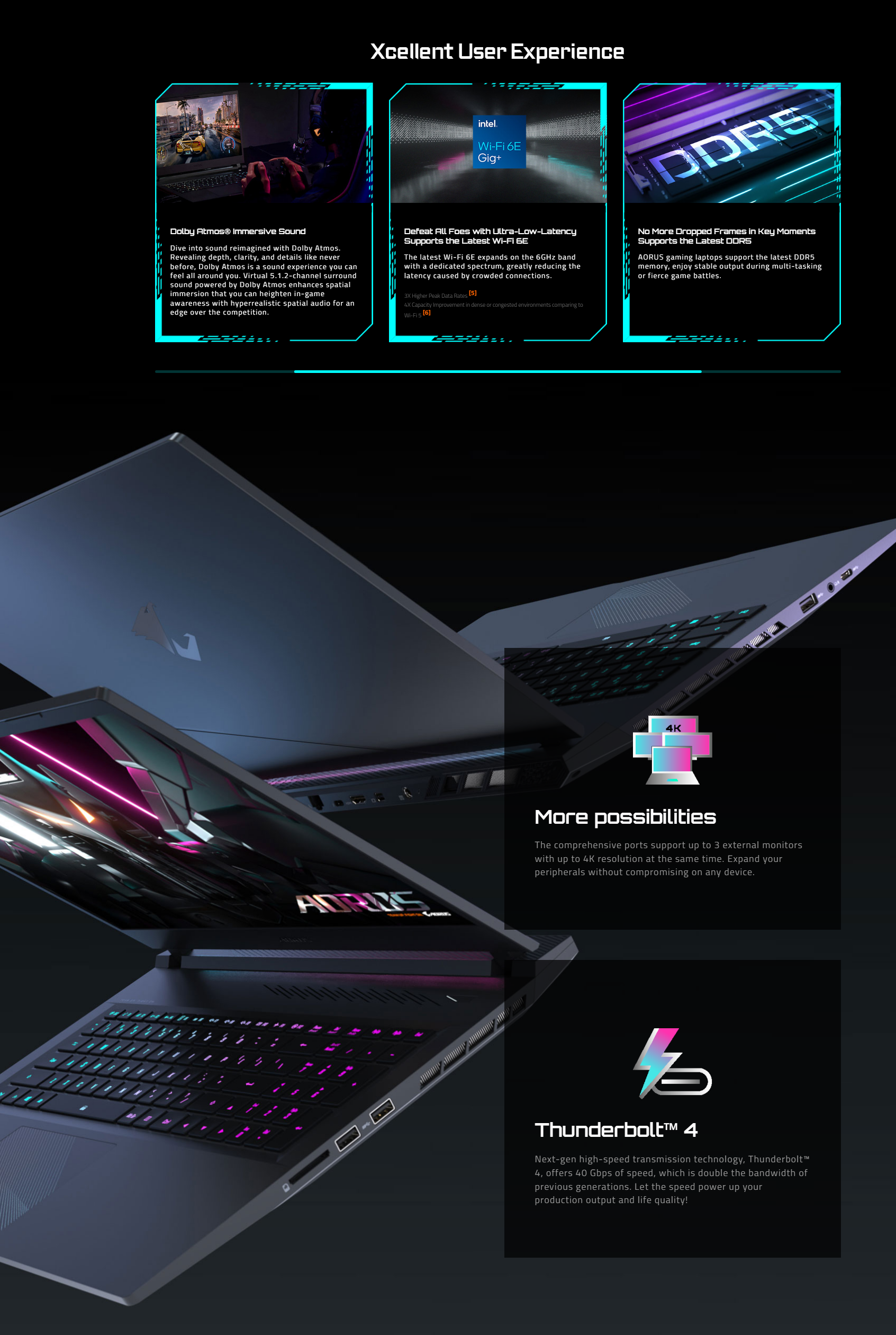 A large marketing image providing additional information about the product Gigabyte AORUS 17 BSG-13AU654SH 17.3" 240Hz Ultra 7 155H RTX 4070 Win 11 Gaming Notebook - Additional alt info not provided