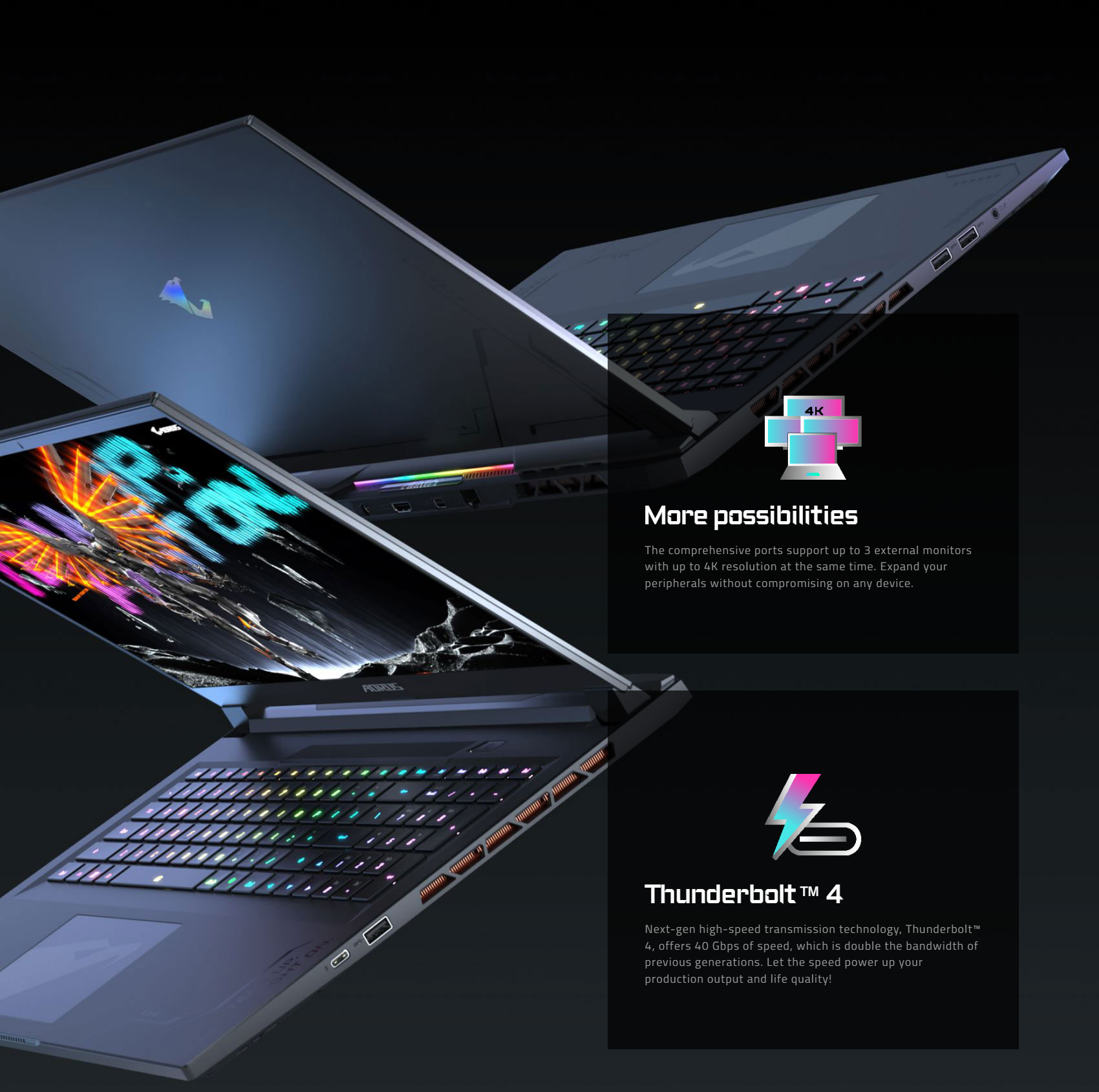 A large marketing image providing additional information about the product Gigabyte AORUS 17X AZG-65AU665SH 17.3" 240Hz 14th Gen i9 14900HX RTX 4090 Win 11 Gaming Notebook - Additional alt info not provided