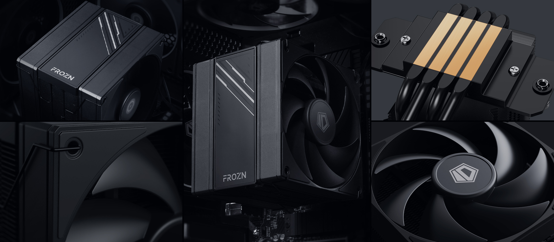 A large marketing image providing additional information about the product ID-COOLING FROZN A410 DK CPU Cooler - Black - Additional alt info not provided