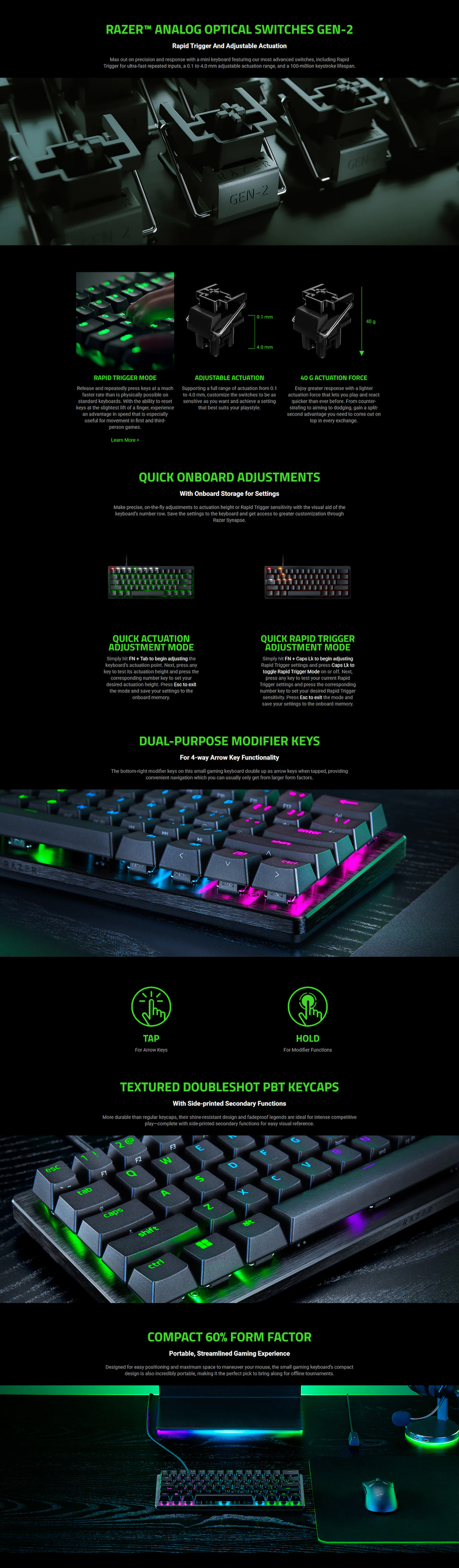 A large marketing image providing additional information about the product Razer Huntsman V3 Pro Mini - 60% Analog Optical eSports Keyboard (White) - Additional alt info not provided