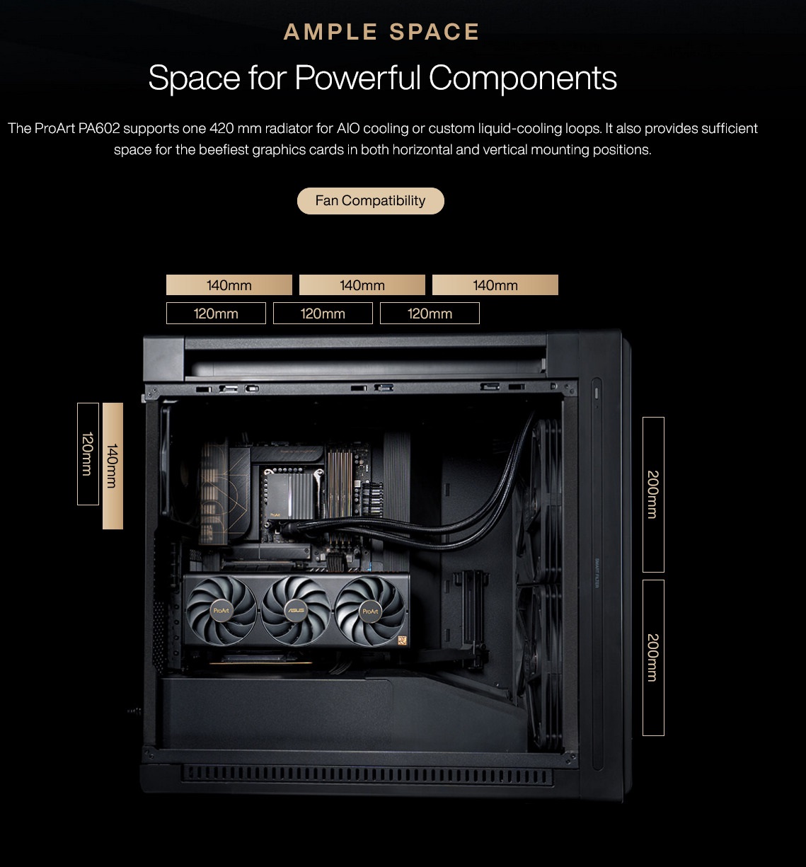 A large marketing image providing additional information about the product ASUS ProArt PA602 Mid Tower Case - Black - Additional alt info not provided