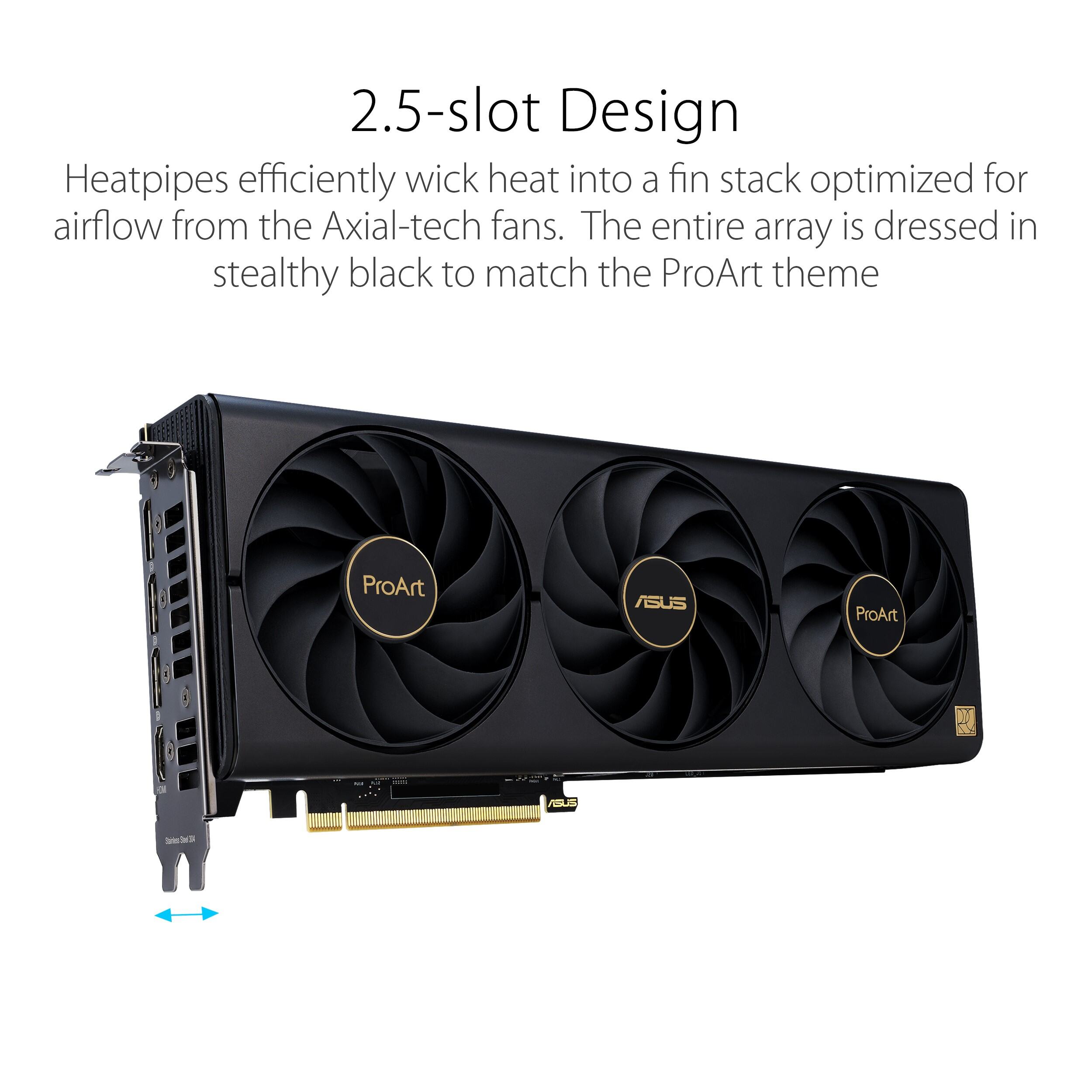 A large marketing image providing additional information about the product ASUS GeForce RTX 4080 SUPER ProArt OC 16GB GDDR6X  - Additional alt info not provided