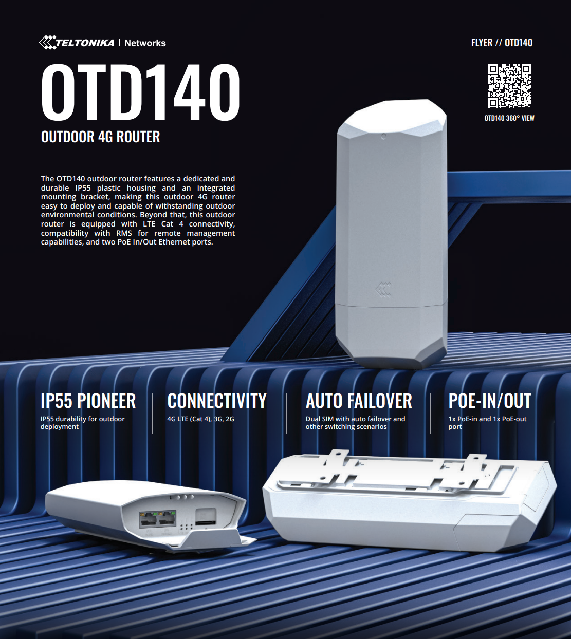 A large marketing image providing additional information about the product Teltonika OTD140 Outdoor 4G Router - Additional alt info not provided