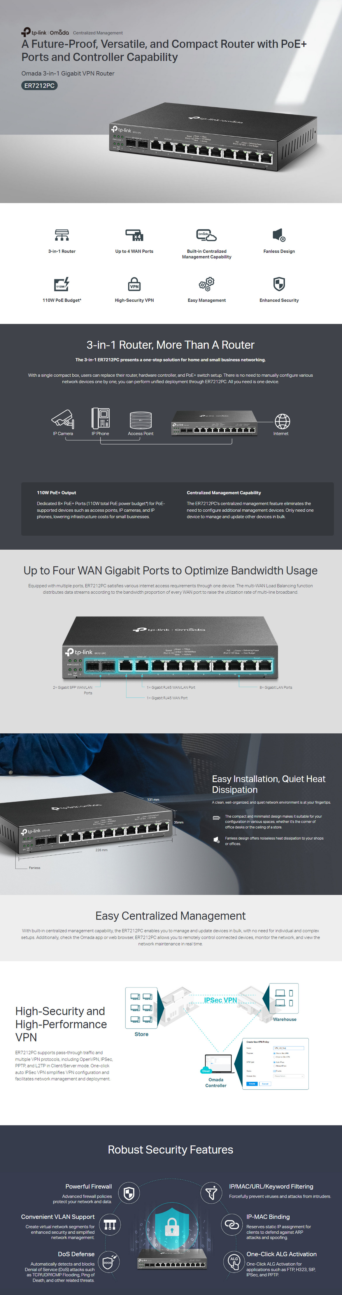 A large marketing image providing additional information about the product TP-Link Omada ER7212PC - 3-in-1 Gigabit VPN Router - Additional alt info not provided