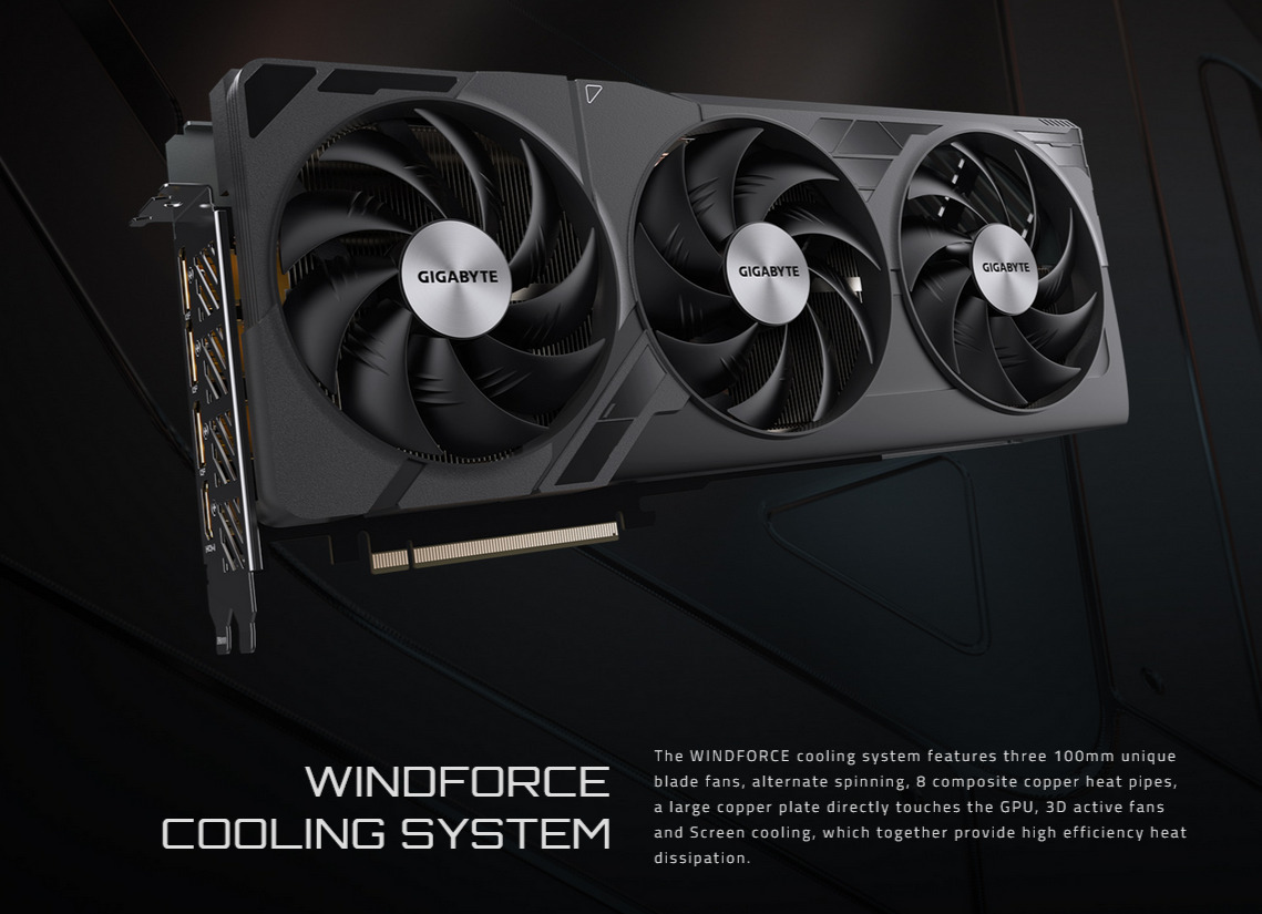 A large marketing image providing additional information about the product Gigabyte GeForce RTX 4080 SUPER Windforce V2 16GB GDDR6X  - Additional alt info not provided