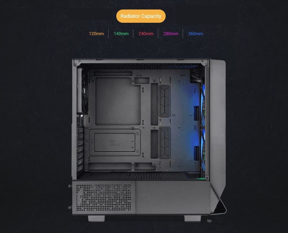 A large marketing image providing additional information about the product Thermaltake Ceres 330 TG - ARGB Mid Tower Case (Black) - Additional alt info not provided