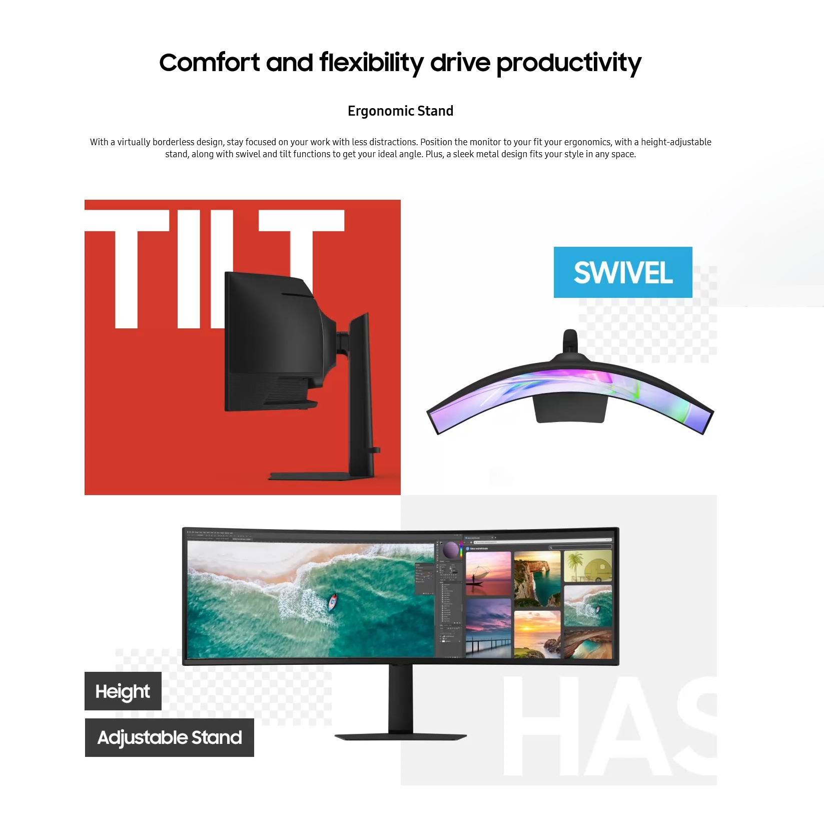 A large marketing image providing additional information about the product Samsung ViewFinity S95UC 49" Curved DQHD Ultrawide 120Hz Monitor - Additional alt info not provided