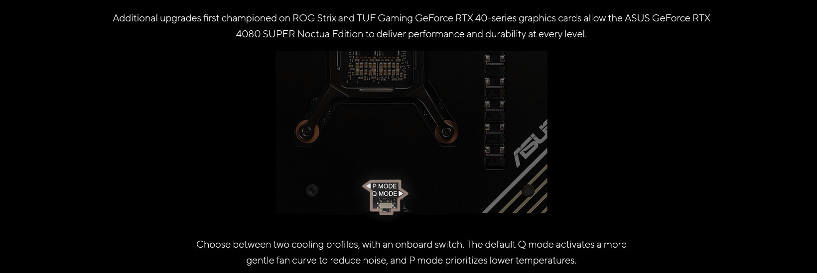 A large marketing image providing additional information about the product ASUS GeForce RTX 4080 SUPER Noctua OC 16GB GDDR6X - Additional alt info not provided