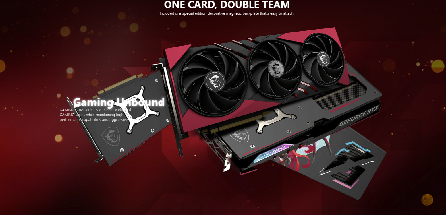 A large marketing image providing additional information about the product MSI GeForce RTX 4070 SUPER Gaming X Slim MLG 12GB GDDR6X - Additional alt info not provided