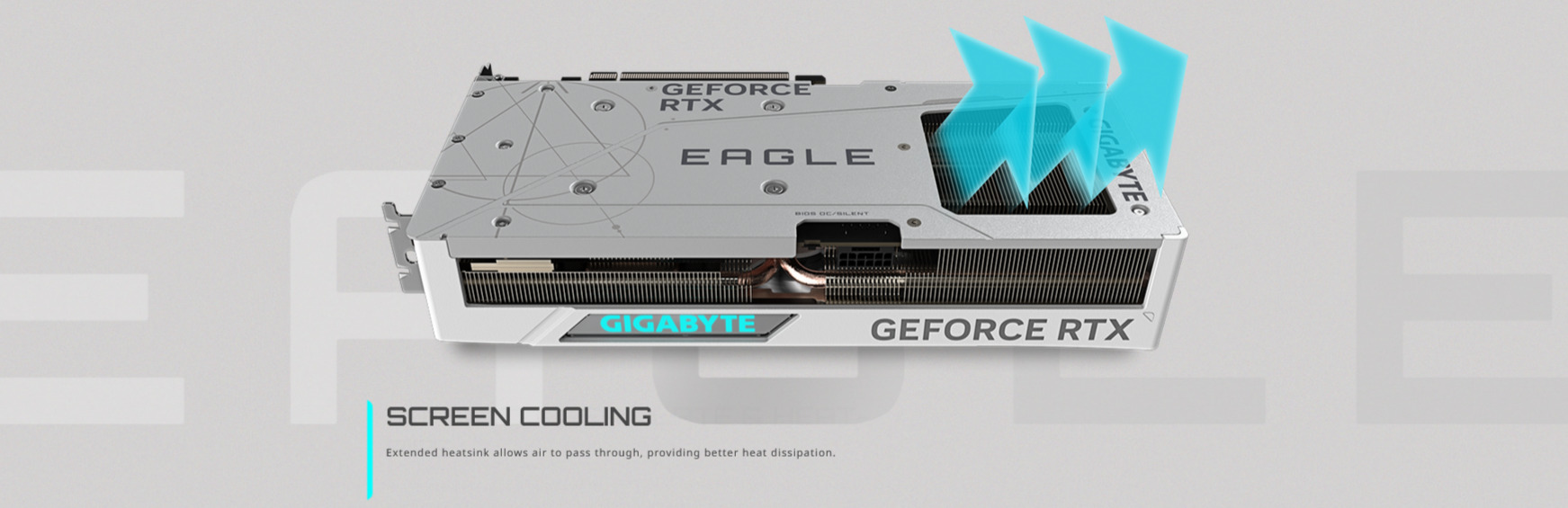 A large marketing image providing additional information about the product Gigabyte GeForce RTX 4070 Ti SUPER Eagle OC Ice 16GB GDDR6X - Additional alt info not provided
