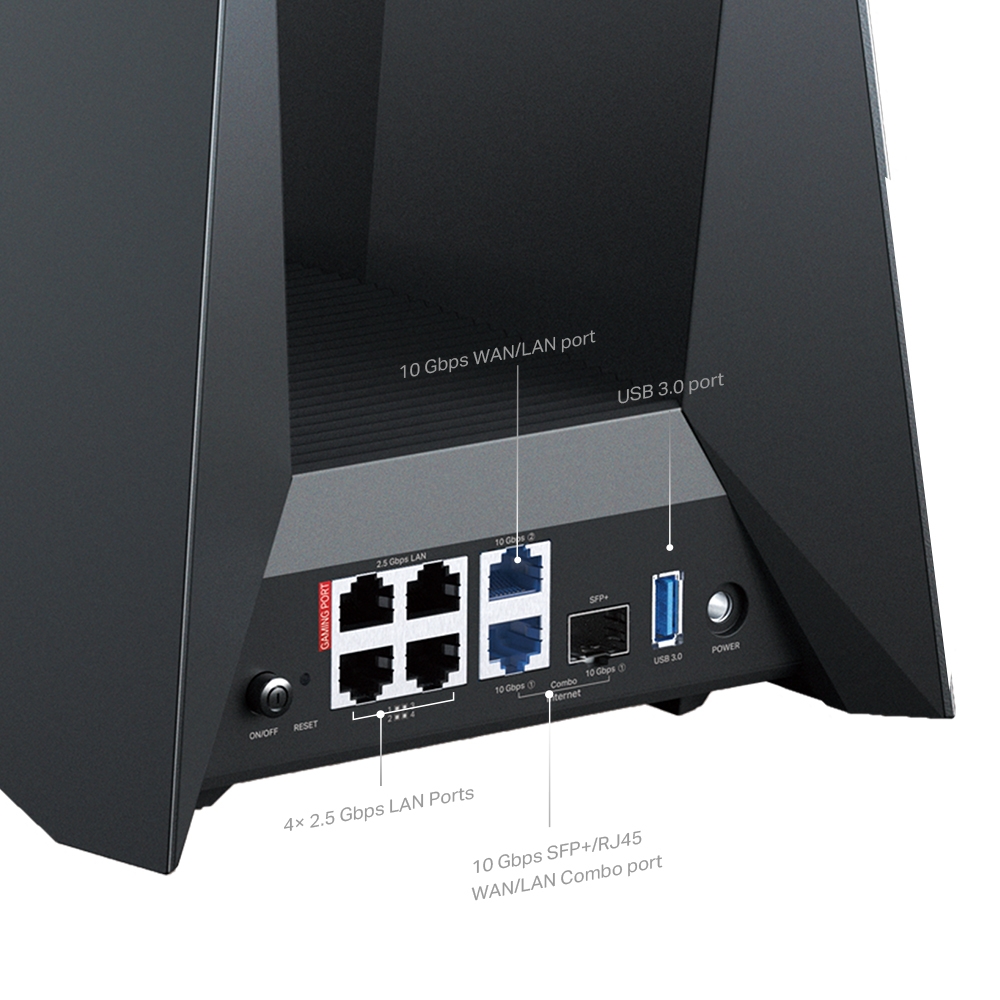 A large marketing image providing additional information about the product TP-Link Archer GE800 - BE19000 Tri-Band Wi-Fi 7 Gaming Router - Additional alt info not provided