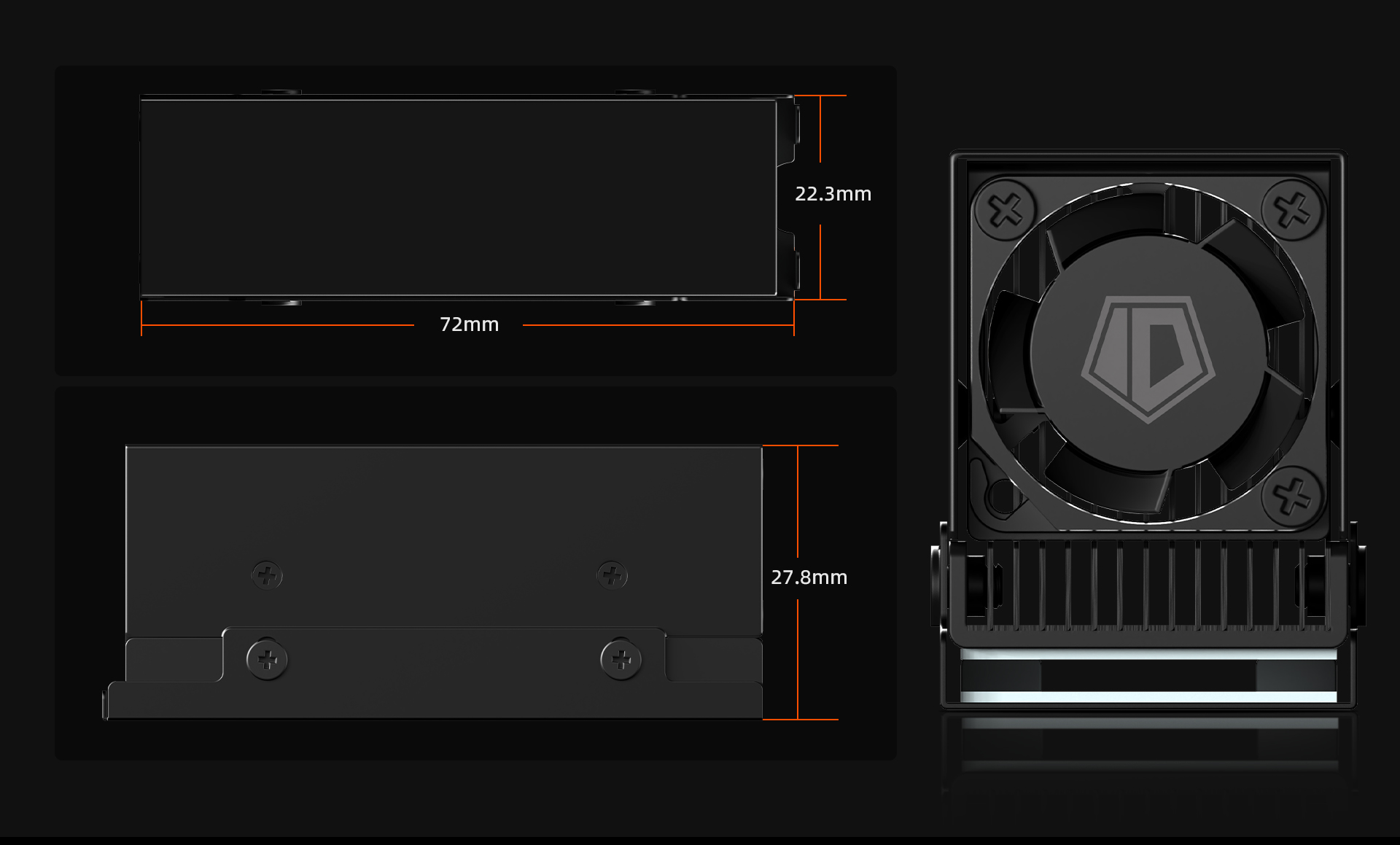 A large marketing image providing additional information about the product ID-COOLING ZERO M25 M.2 Cooler wtih Fan - Additional alt info not provided