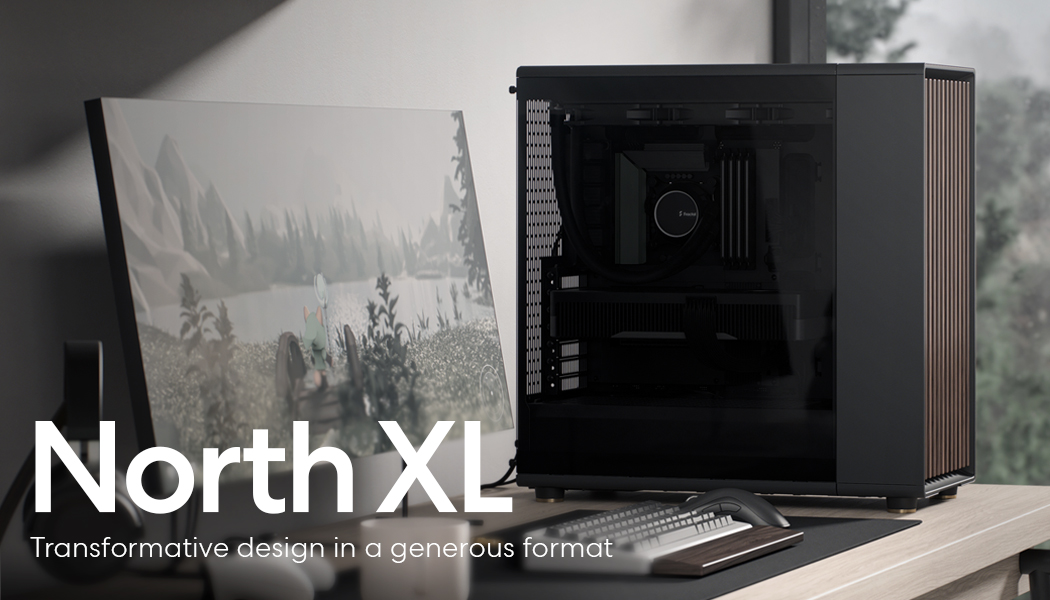 A large marketing image providing additional information about the product Fractal Design North XL TG Dark Tint Full Tower Case - Charcoal Black - Additional alt info not provided