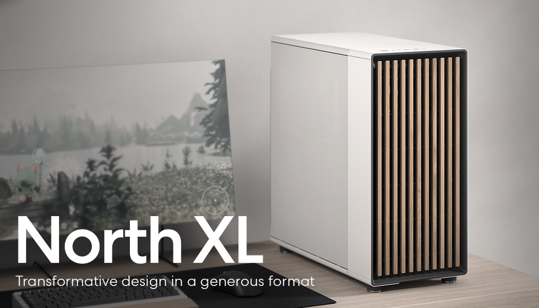 A large marketing image providing additional information about the product Fractal Design North XL Full Tower Case - Chalk White - Additional alt info not provided