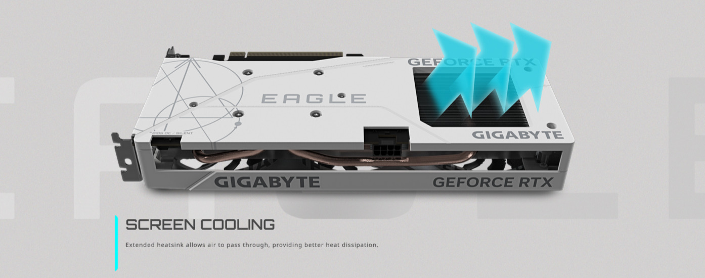 A large marketing image providing additional information about the product Gigabyte RTX 4060 Eagle OC Ice 8GB GDDR6 - Additional alt info not provided