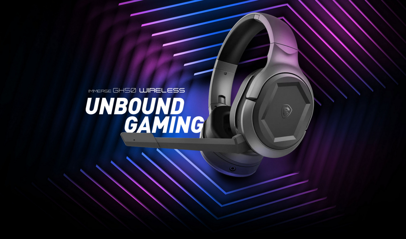 A large marketing image providing additional information about the product MSI Immerse GH50 Wireless Gaming Headset - Additional alt info not provided