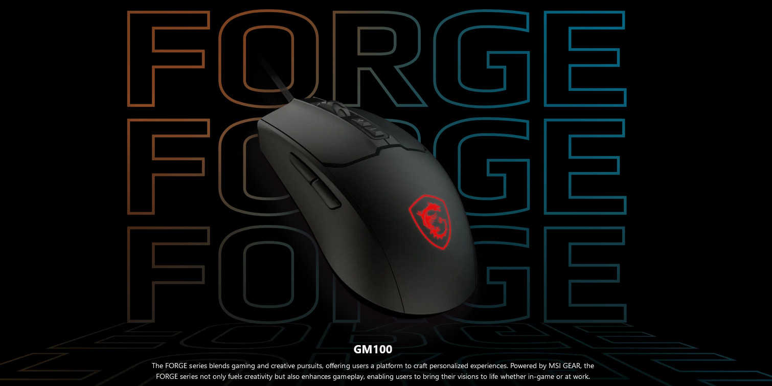 A large marketing image providing additional information about the product MSI Forge GM100 Gaming Mouse - Additional alt info not provided