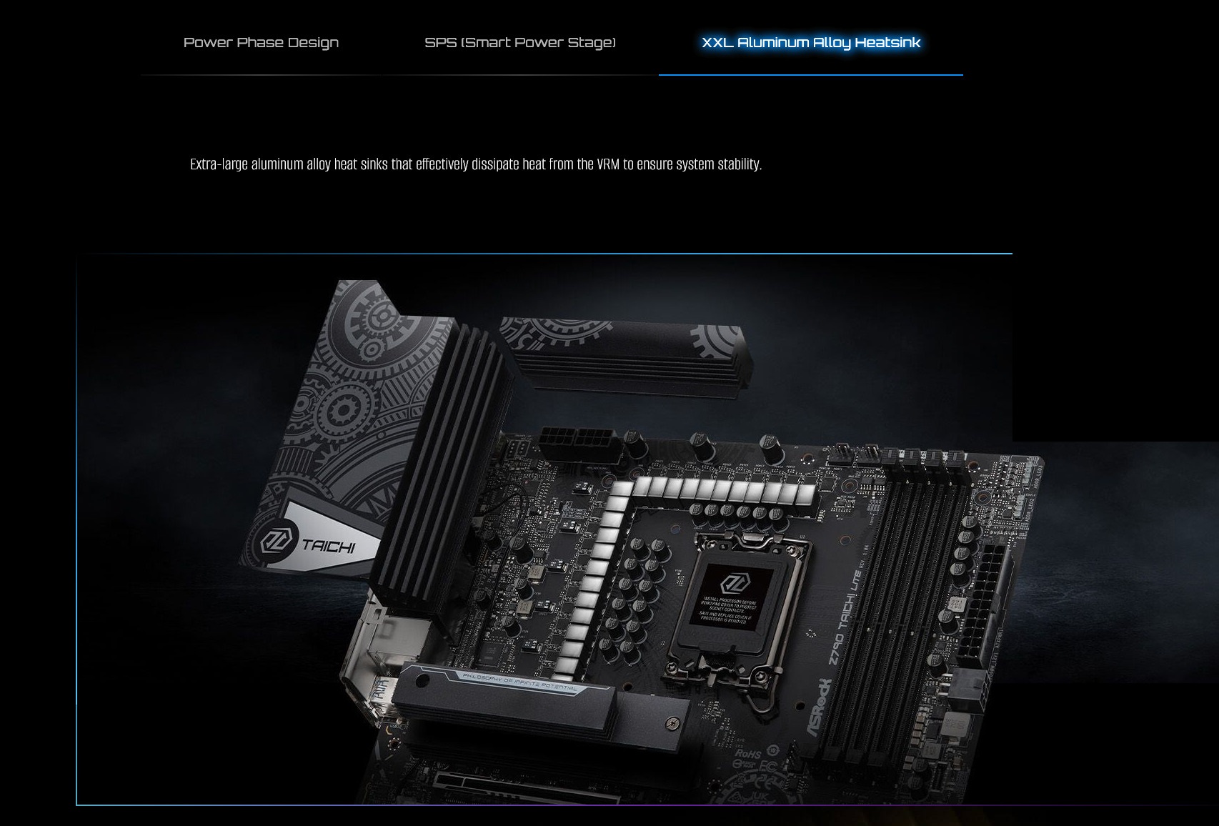 A large marketing image providing additional information about the product ASRock Z790 Taichi Lite LGA1700 eATX Desktop Motherboard - Additional alt info not provided
