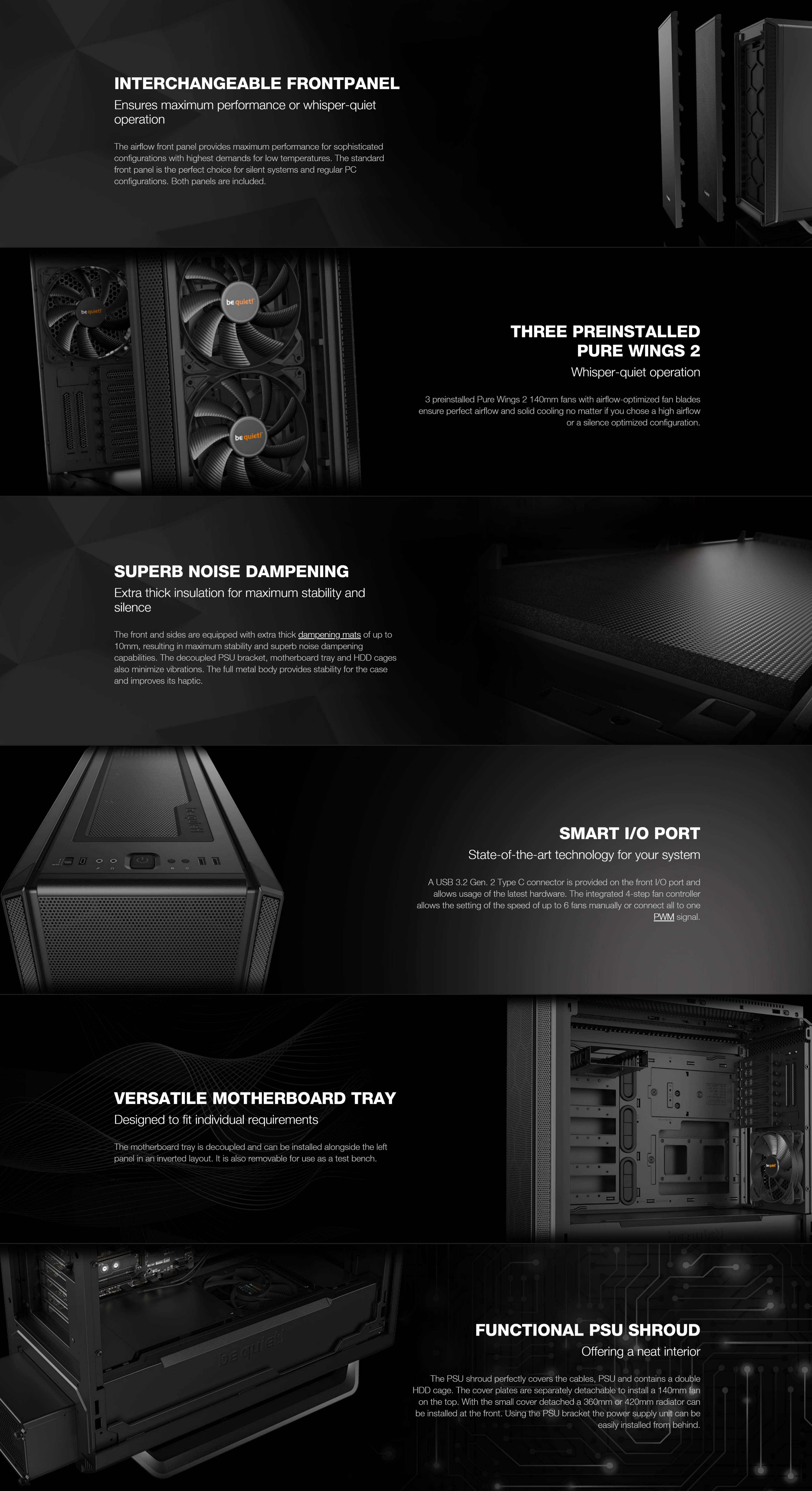 A large marketing image providing additional information about the product be quiet! SILENT BASE 802 Mid Tower Case - Black - Additional alt info not provided