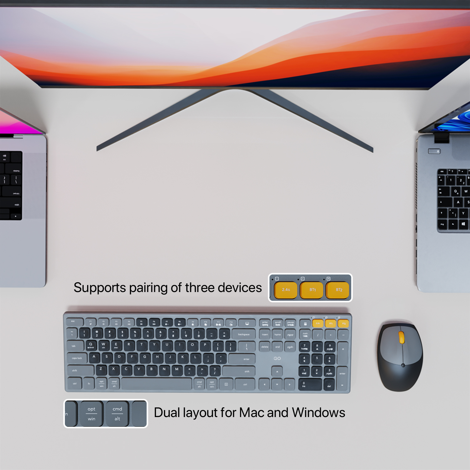 A large marketing image providing additional information about the product Fantech Go WK895 Office Wireless Keyboard and Mouse Combo - Grey - Additional alt info not provided