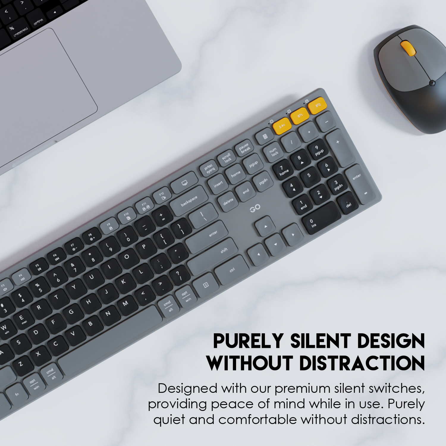 A large marketing image providing additional information about the product Fantech Go WK895 Office Wireless Keyboard and Mouse Combo - Grey - Additional alt info not provided