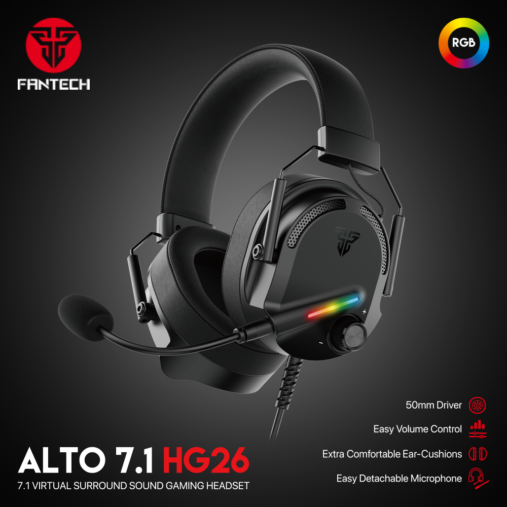 A large marketing image providing additional information about the product Fantech ALTO HG26 USB 7.1 Virtual Surround Sound Gaming Headset - Additional alt info not provided