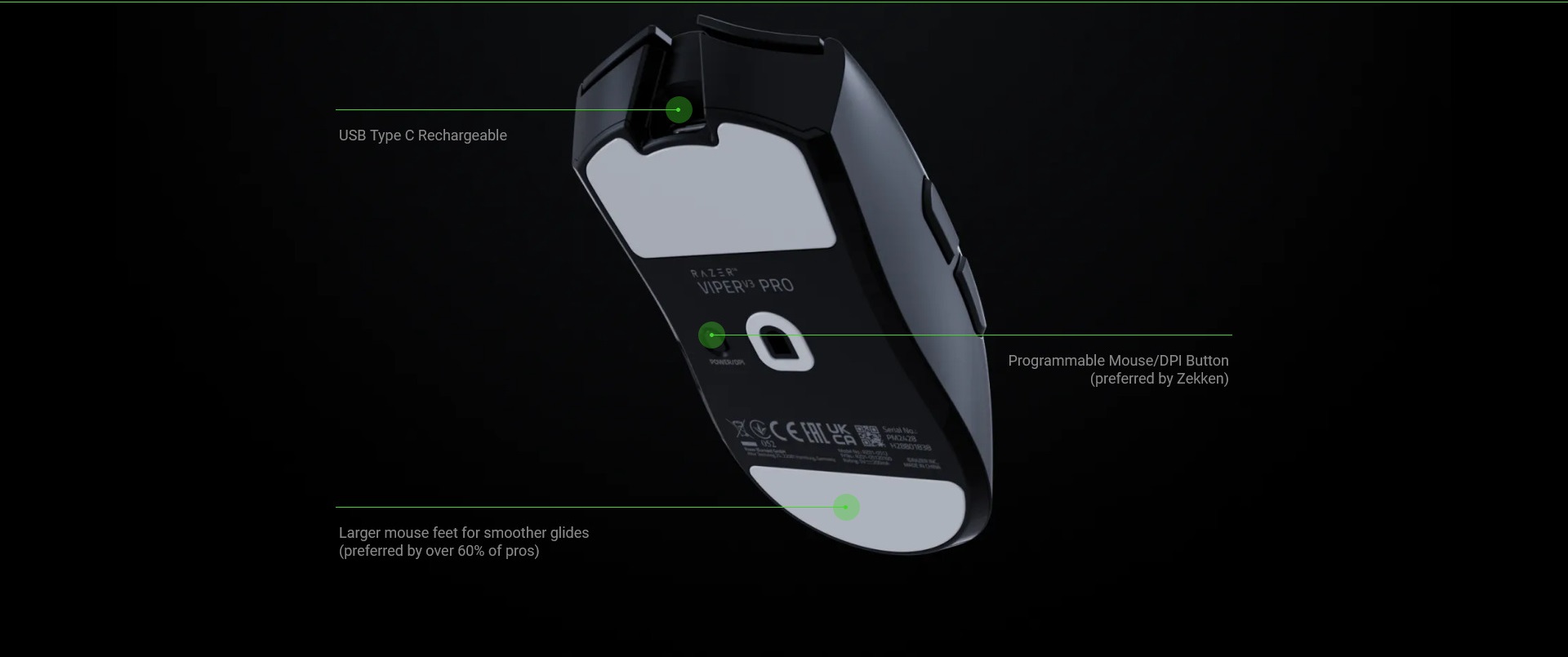 A large marketing image providing additional information about the product Razer Viper V3 Pro - Wireless eSports Gaming Mouse (Black) - Additional alt info not provided