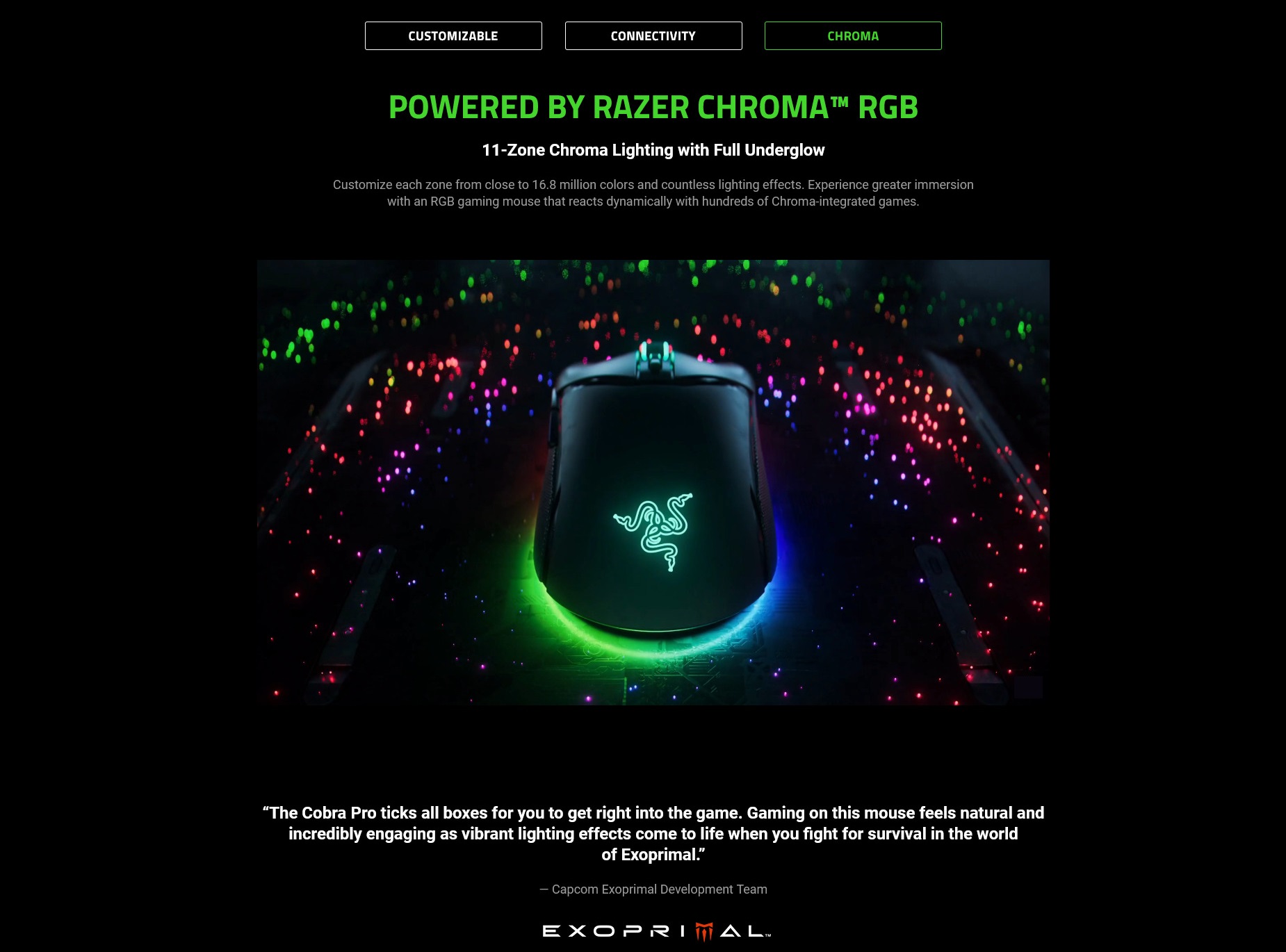 A large marketing image providing additional information about the product Razer Cobra Pro - Ambidextrous Wired/Wireless Gaming Mouse (White) - Additional alt info not provided