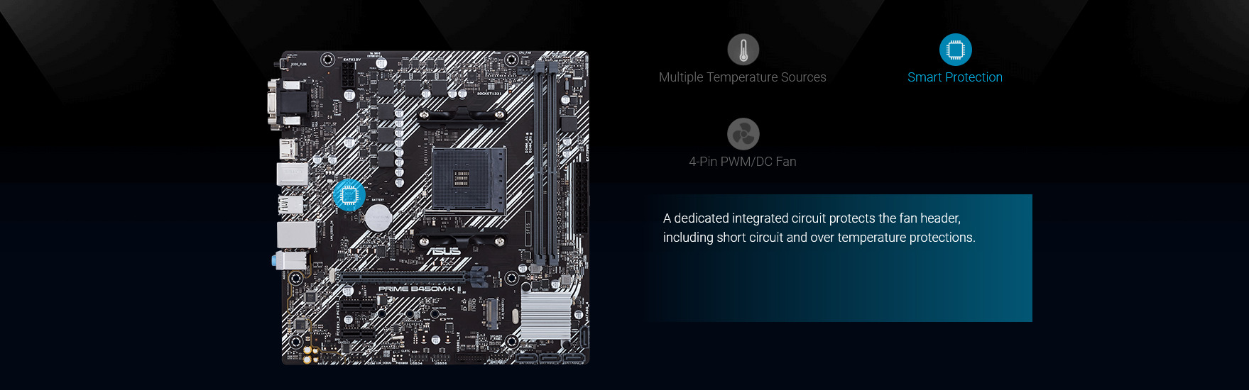 A large marketing image providing additional information about the product ASUS PRIME B450M-K II AM4 mATX Desktop Motherboard - Additional alt info not provided