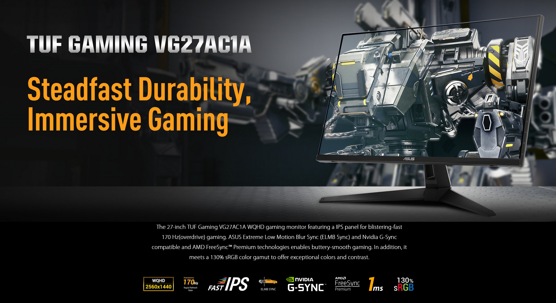 A large marketing image providing additional information about the product ASUS TUF Gaming VG27AC1A 27"  1440p 170Hz Fast IPS Monitor - Additional alt info not provided