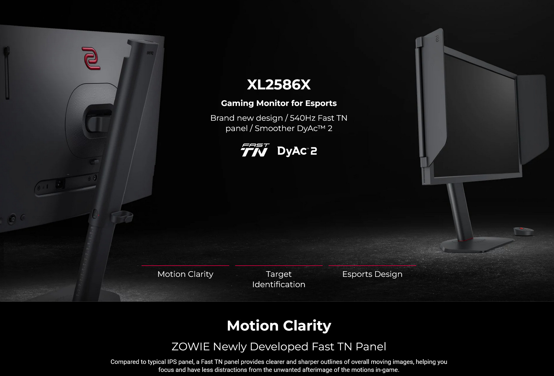 A large marketing image providing additional information about the product BenQ Zowie XL2586X 24" FHD 540Hz Fast TN Monitor  - Additional alt info not provided