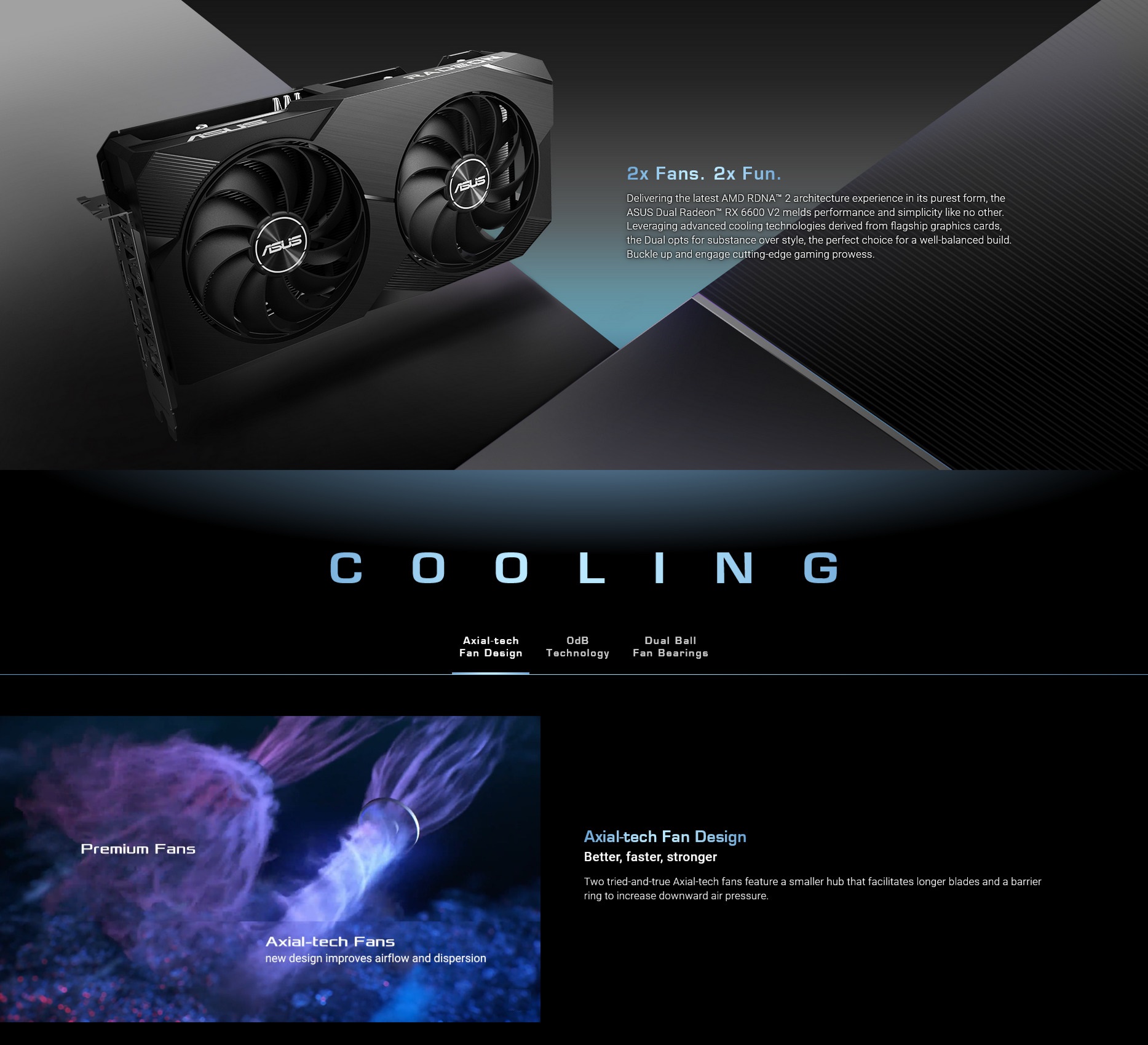 A large marketing image providing additional information about the product ASUS Radeon RX 6600 Dual V2 8GB GDDR6 - Additional alt info not provided
