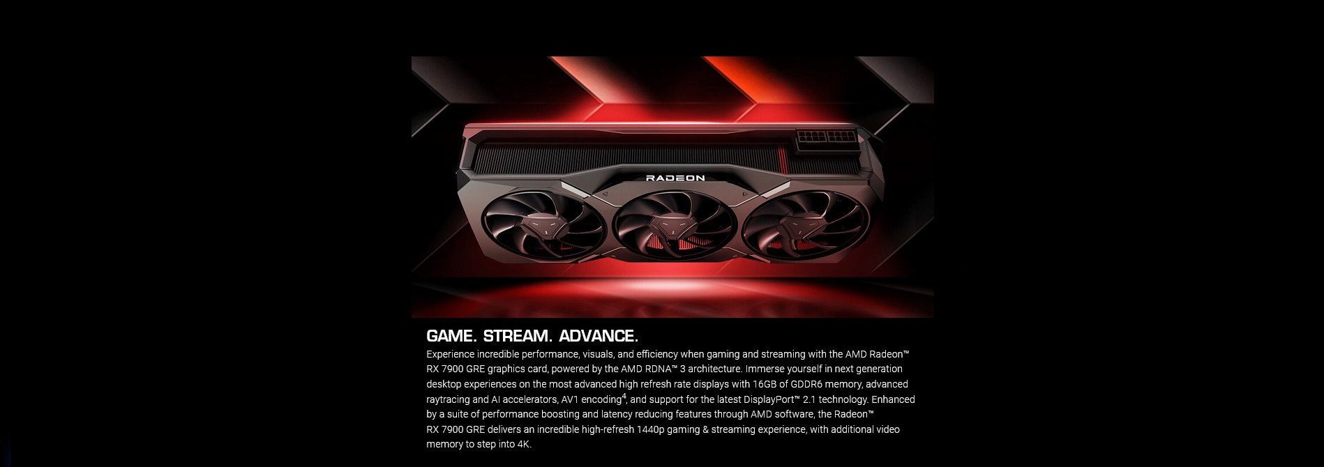 A large marketing image providing additional information about the product ASUS Radeon RX 7900 GRE Dual OC 16GB GDDR6 - Additional alt info not provided