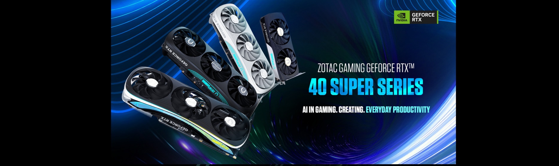 A large marketing image providing additional information about the product ZOTAC GeForce RTX 4070 SUPER Twin Edge OC 12GB GDDR6X - White - Additional alt info not provided
